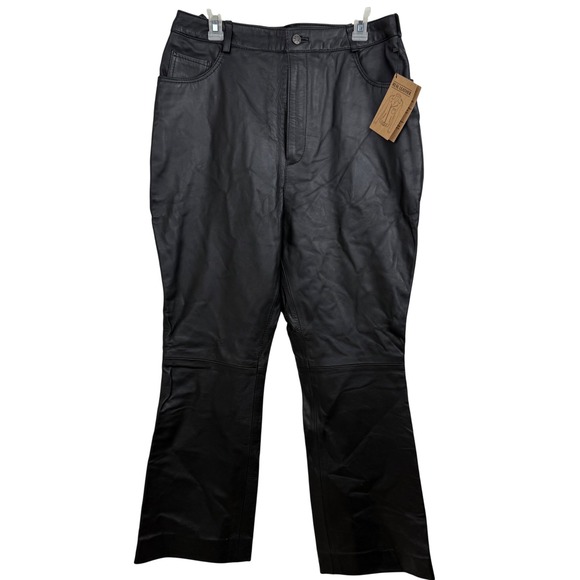 Kimmons Pants - NWT Kimmons Women's 2XL Black Genuine Leather Pants Y2K‎ Moto Biker Bootcut Plus